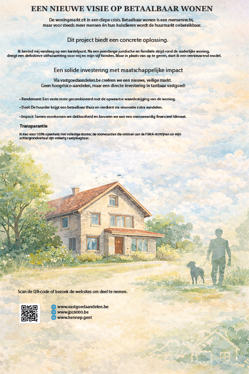 Landschapswandeling bij een bakstenen huis met tekst